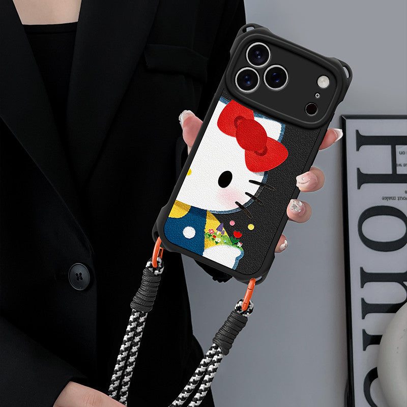 Leather-Look Soft iPhone Case with Detachable Strap C-80168