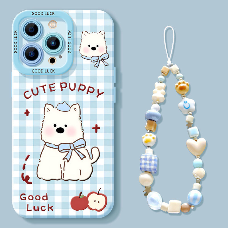 Soft Silicone iPhone Case with Beaded Charm Strap C-80069
