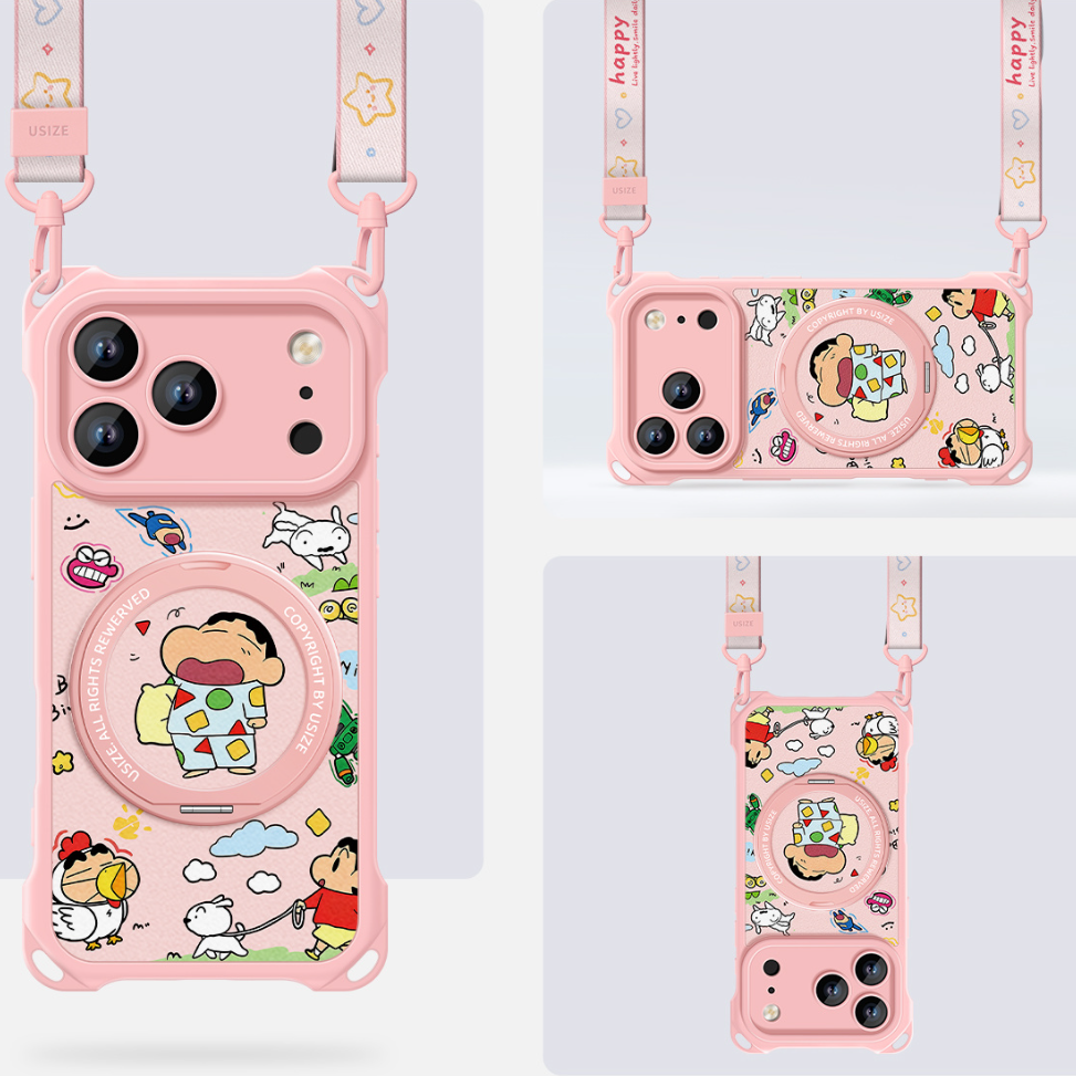 Crossbody iPhone Case with 360° Rotating Stand & Lanyard C-80008