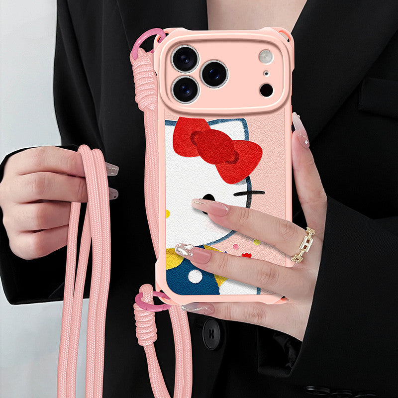 Leather-Look Soft iPhone Case with Detachable Strap C-80168