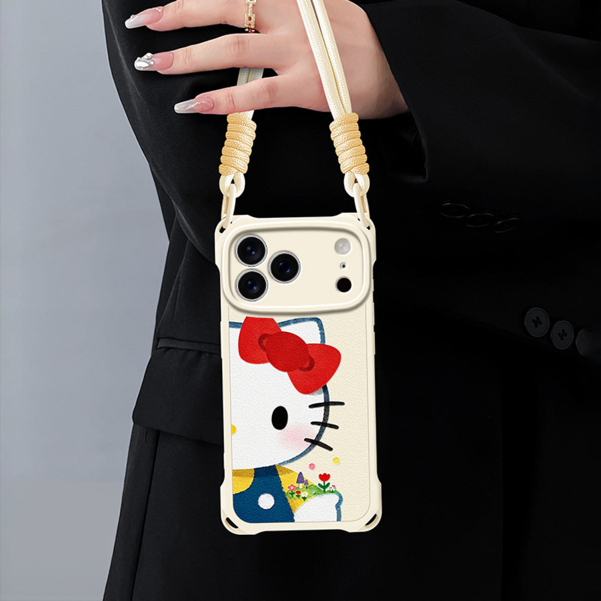 Leather-Look Soft iPhone Case with Detachable Strap C-80168