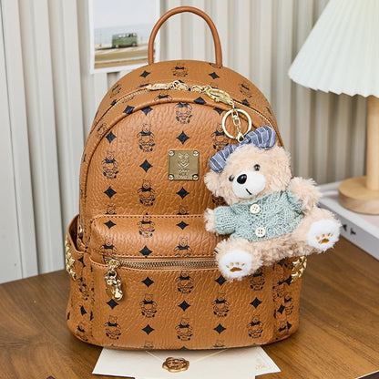 Vintage Print Studded Faux Leather Backpack CO-70002