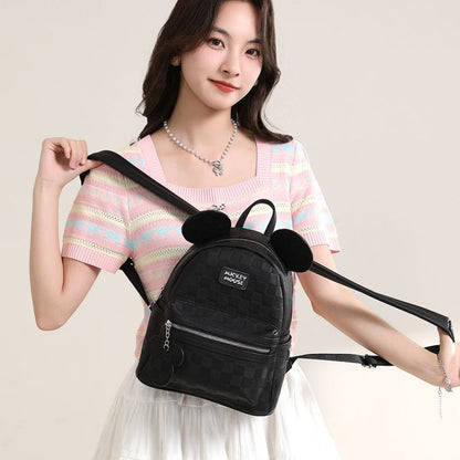 Faux Leather Check Pattern 3D Ear Mini Backpack CO-70005