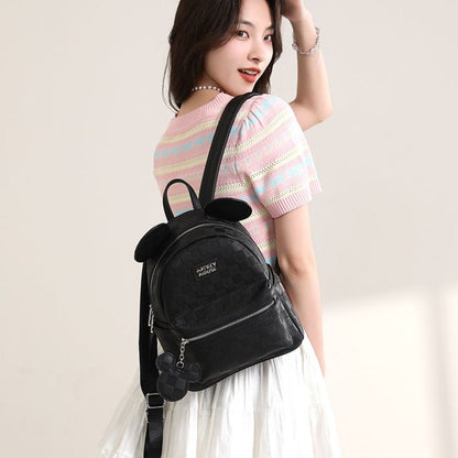 Faux Leather Check Pattern 3D Ear Mini Backpack CO-70005