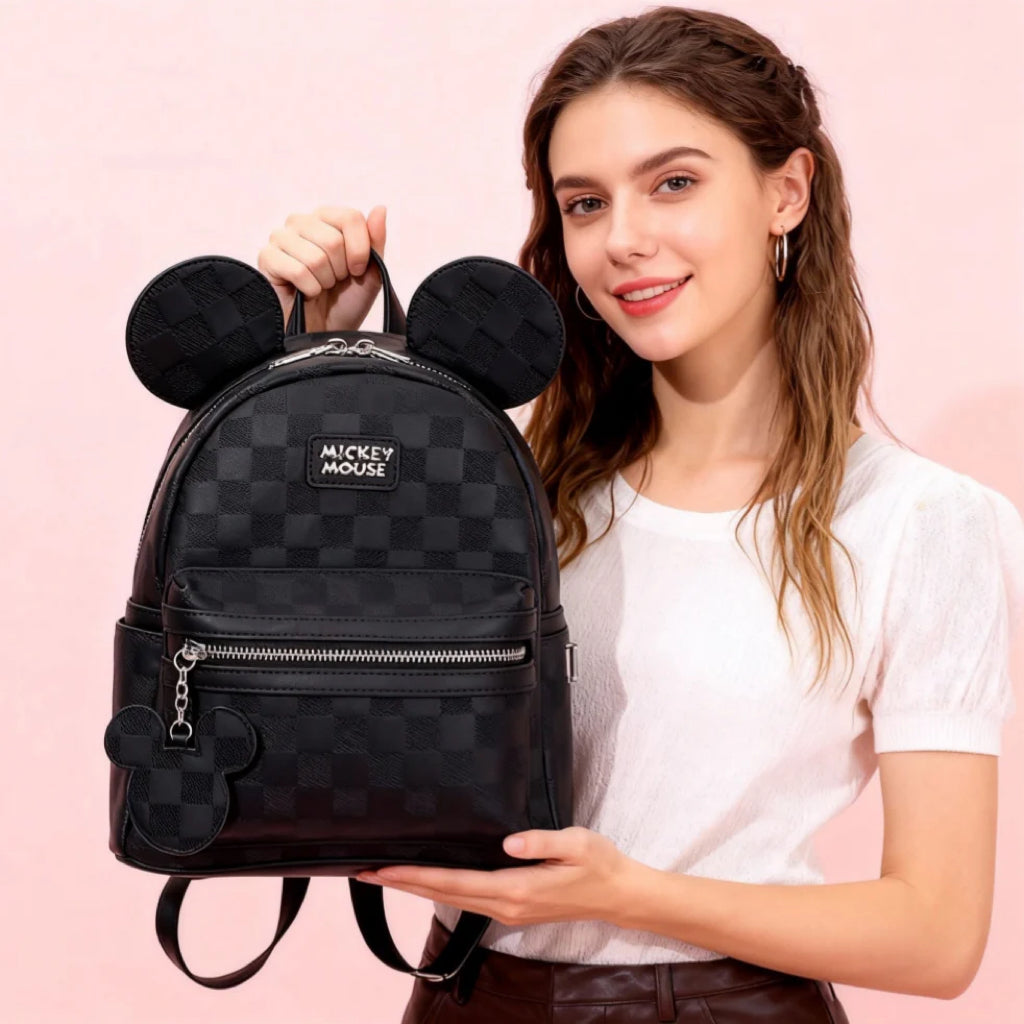 Faux Leather Check Pattern 3D Ear Mini Backpack CO-70005