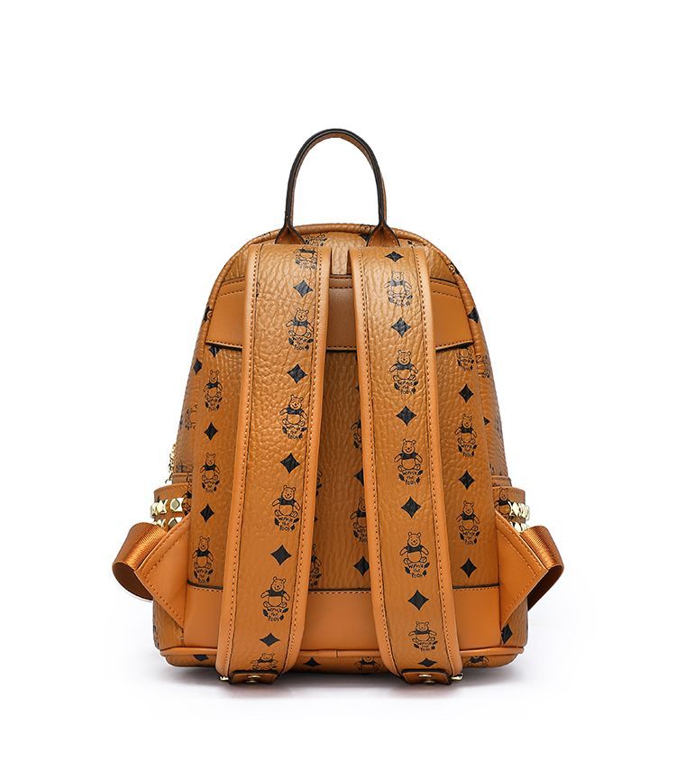 Vintage Print Studded Faux Leather Backpack CO-70002