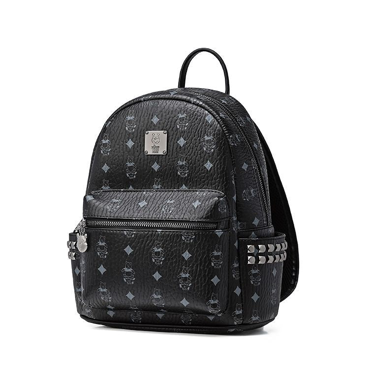 Vintage Print Studded Faux Leather Backpack CO-70002