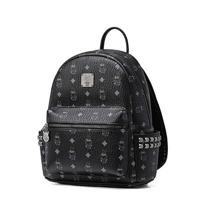 Vintage Print Studded Faux Leather Backpack CO-70002