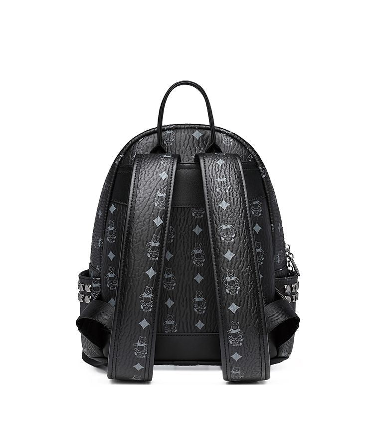 Vintage Print Studded Faux Leather Backpack CO-70002