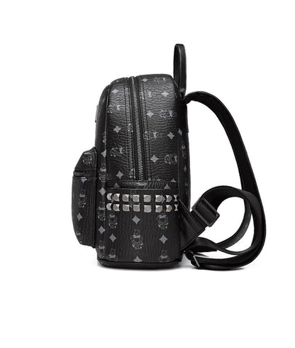 Vintage Print Studded Faux Leather Backpack CO-70002