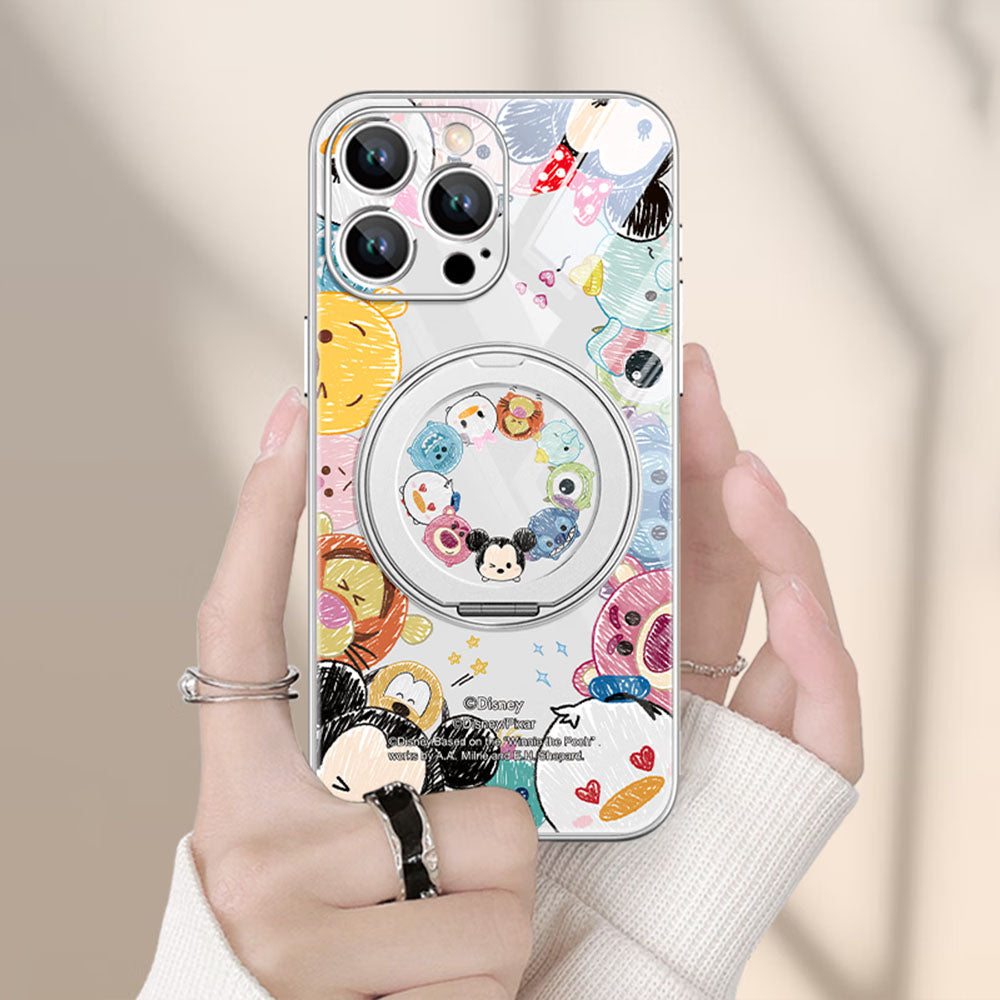Shock-Absorbing Phone Case with 360° Rotating Stand for iPhone C-80132