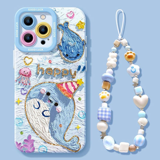 Soft Silicone Whale Oil Painting Case Compatible with iPhone – C-80068