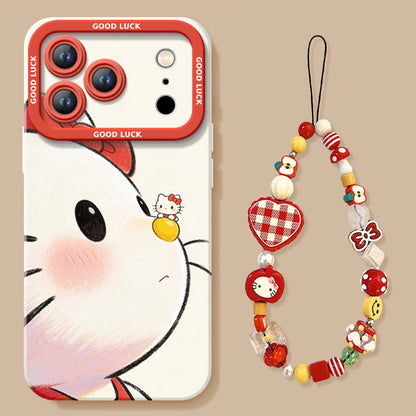 Cute Soft Silicone-Style iPhone Case with Detachable Charm Strap C-80159