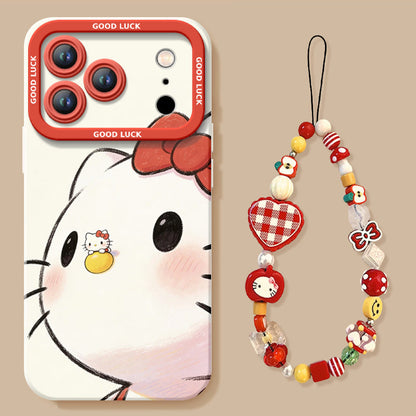 Cute Soft Silicone-Style iPhone Case with Detachable Charm Strap C-80159