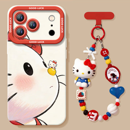 Cute Soft Silicone-Style iPhone Case with Detachable Charm Strap C-80159