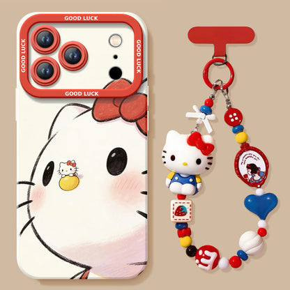 Cute Soft Silicone-Style iPhone Case with Detachable Charm Strap C-80159
