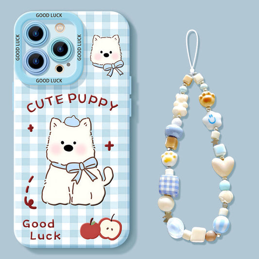 Soft Silicone iPhone Case with Beaded Charm Strap C-80069