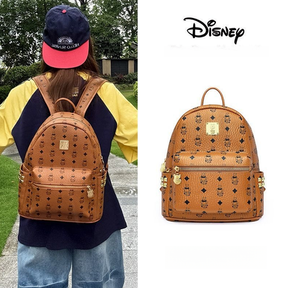 Vintage Print Studded Faux Leather Backpack CO-70002