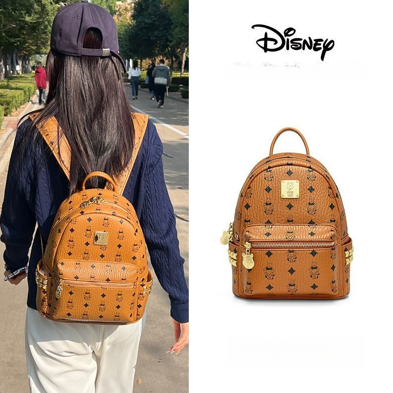 Vintage Print Studded Faux Leather Backpack CO-70002
