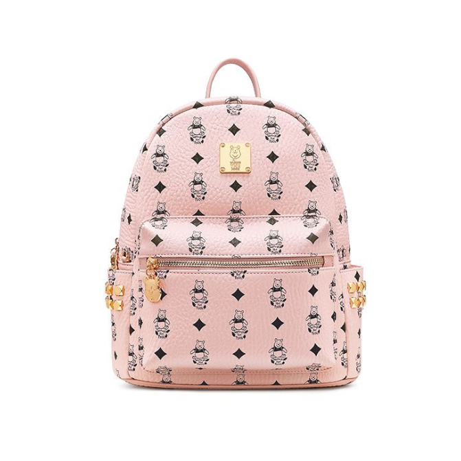 Vintage Print Studded Faux Leather Backpack CO-70002