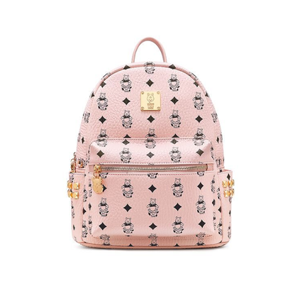 Vintage Print Studded Faux Leather Backpack CO-70002