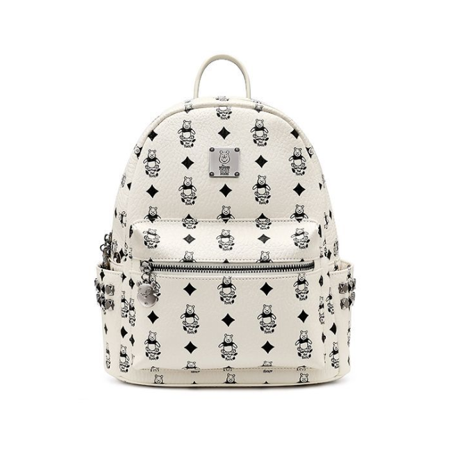Vintage Print Studded Faux Leather Backpack CO-70002