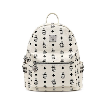 Vintage Print Studded Faux Leather Backpack CO-70002