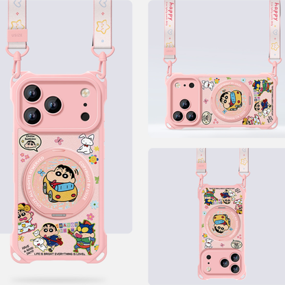 Crossbody iPhone Case with Adjustable Lanyard & 360° Rotating Stand C-80005