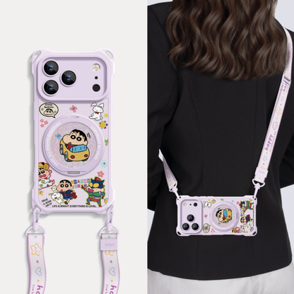 Crossbody iPhone Case with Adjustable Lanyard & 360° Rotating Stand C-80005