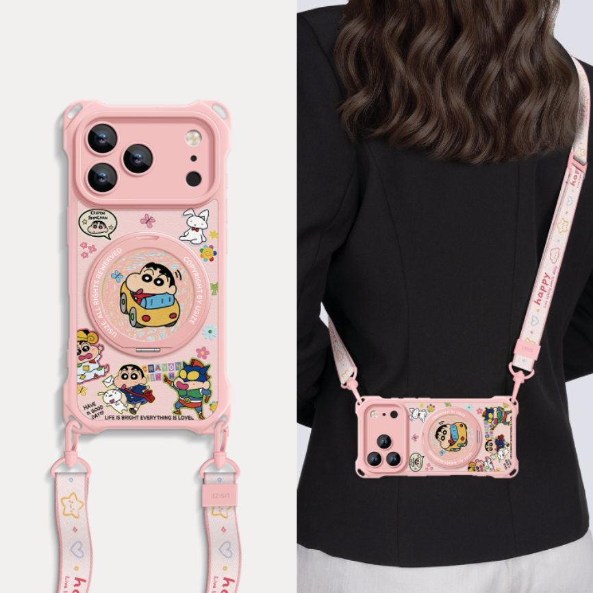 Crossbody iPhone Case with Adjustable Lanyard & 360° Rotating Stand C-80005