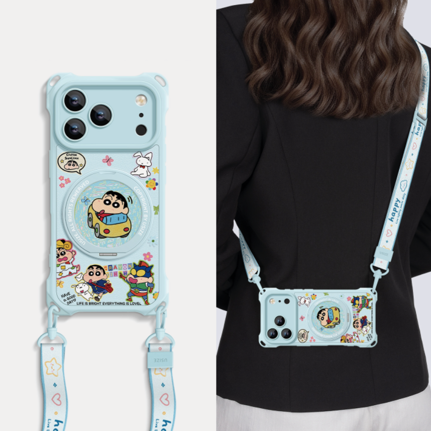 Crossbody iPhone Case with Adjustable Lanyard & 360° Rotating Stand C-80005