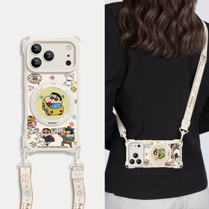 Crossbody iPhone Case with Adjustable Lanyard & 360° Rotating Stand C-80005