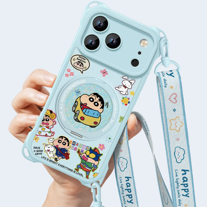 Crossbody iPhone Case with Adjustable Lanyard & 360° Rotating Stand C-80005