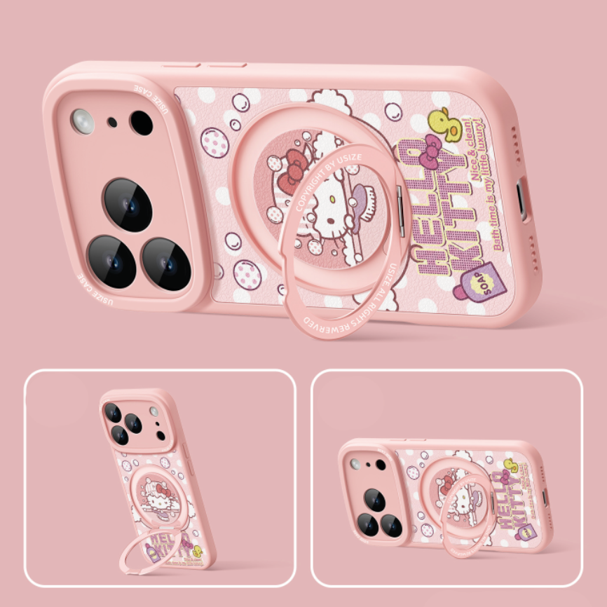 Cute Cartoon MagSafe-Compatible iPhone Case with 360° Rotating Stand C-80006
