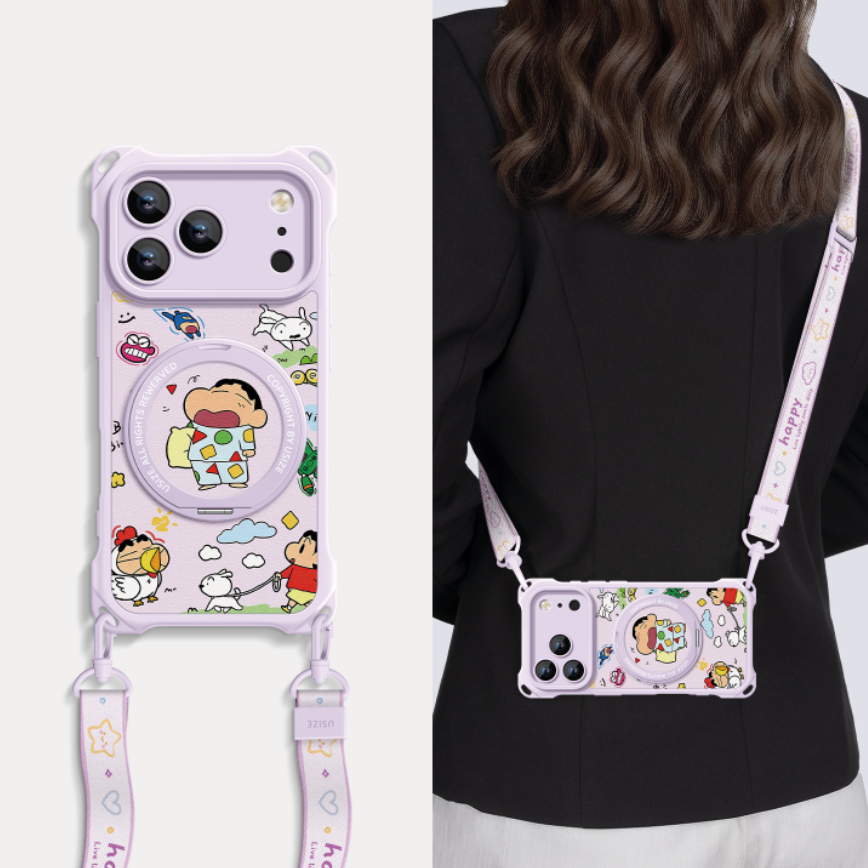 Crossbody iPhone Case with 360° Rotating Stand & Lanyard C-80008