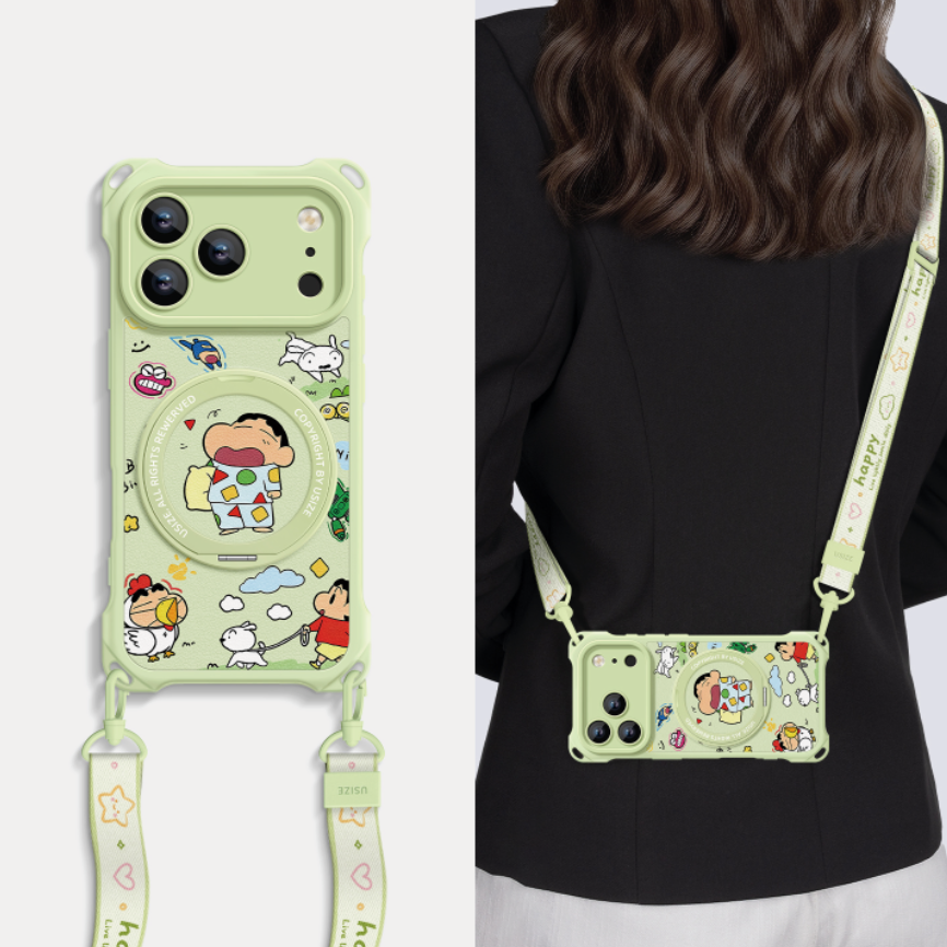Crossbody iPhone Case with 360° Rotating Stand & Lanyard C-80008