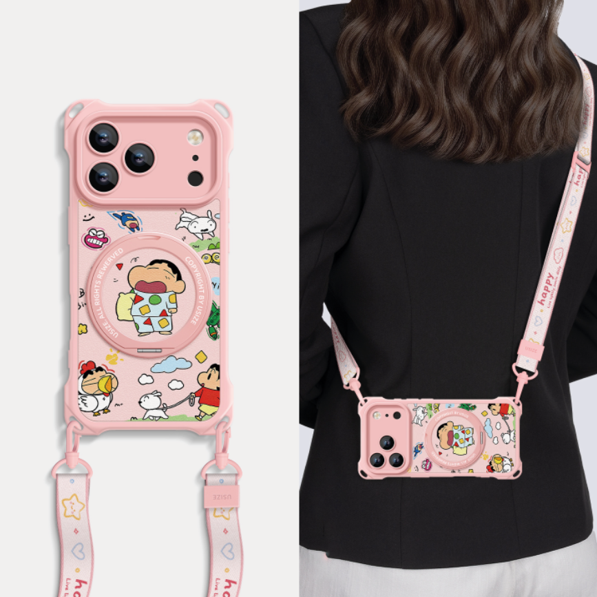 Crossbody iPhone Case with 360° Rotating Stand & Lanyard C-80008