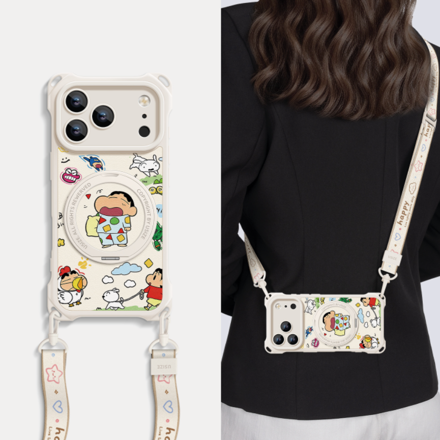 Crossbody iPhone Case with 360° Rotating Stand & Lanyard C-80008