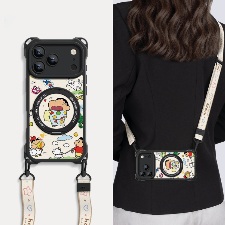 Crossbody iPhone Case with 360° Rotating Stand & Lanyard C-80008