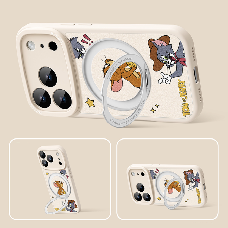 Full-Cover Magnetic iPhone Case with 360° Rotating Stand C-80017