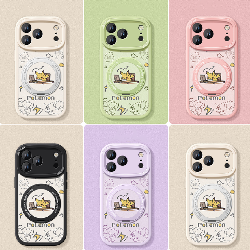 Shock-Absorbing Magnetic iPhone Case with 360° Rotating Ring Stand C-80018