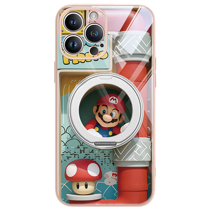 Cartoon Shock-Resistant iPhone Case with 360° Magnetic Ring Stand C-80041