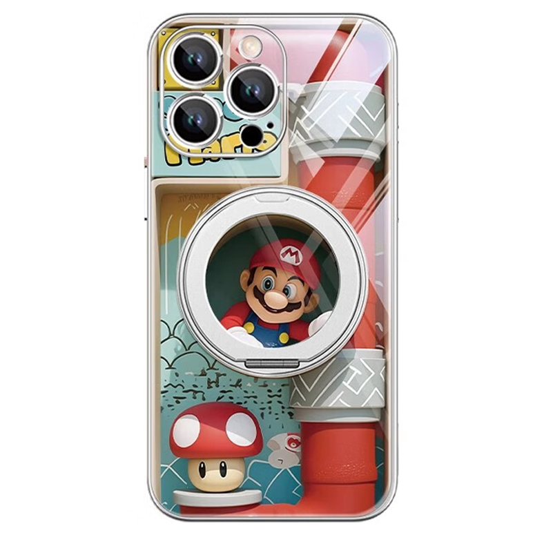Cartoon Shock-Resistant iPhone Case with 360° Magnetic Ring Stand C-80041