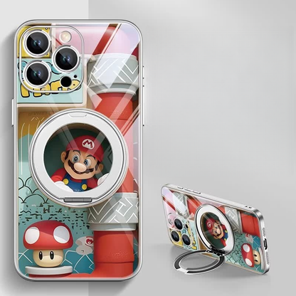 Cartoon Shock-Resistant iPhone Case with 360° Magnetic Ring Stand C-80041