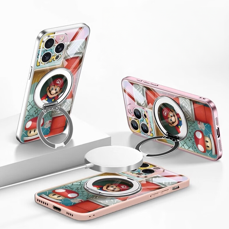 Cartoon Shock-Resistant iPhone Case with 360° Magnetic Ring Stand C-80041