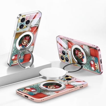 Cartoon Shock-Resistant iPhone Case with 360° Magnetic Ring Stand C-80041