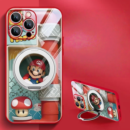 Cartoon Shock-Resistant iPhone Case with 360° Magnetic Ring Stand C-80041