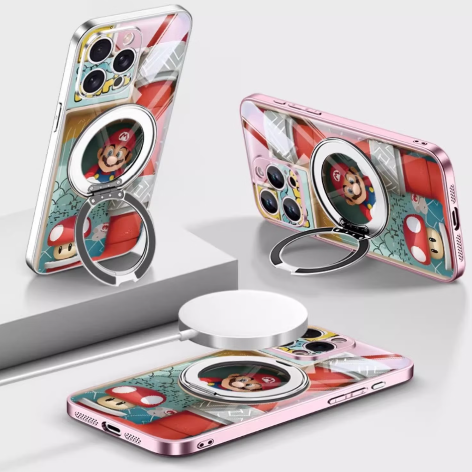 Cartoon Shock-Resistant iPhone Case with 360° Magnetic Ring Stand C-80041