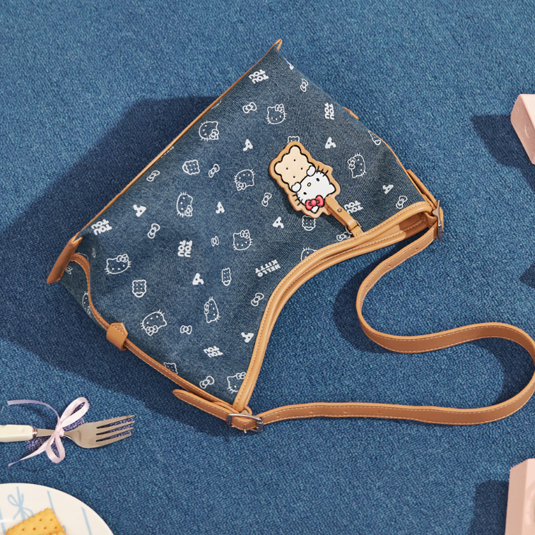 Cute Cookie Print Denim Shoulder & Crossbody Bag C-333