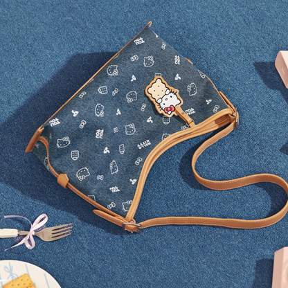 Cute Cookie Print Denim Shoulder & Crossbody Bag C-333